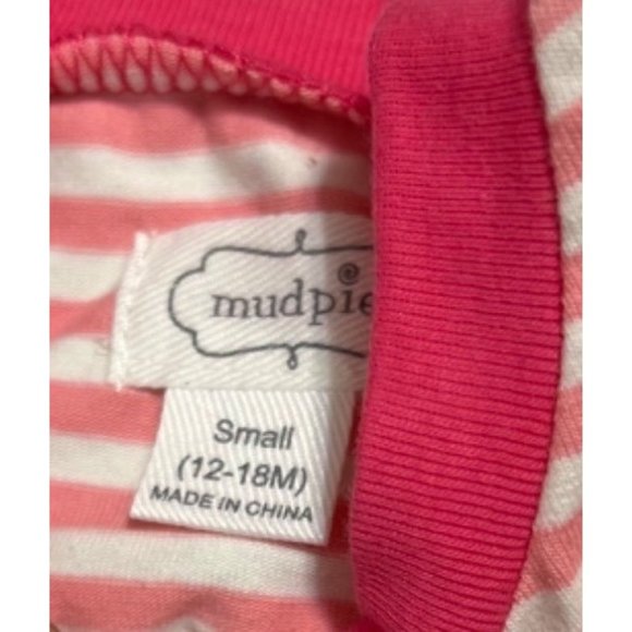 Mud Pie 12-18m pink striped turtle appliqué dress NWOT flutter sleeves - Picture 3 of 3